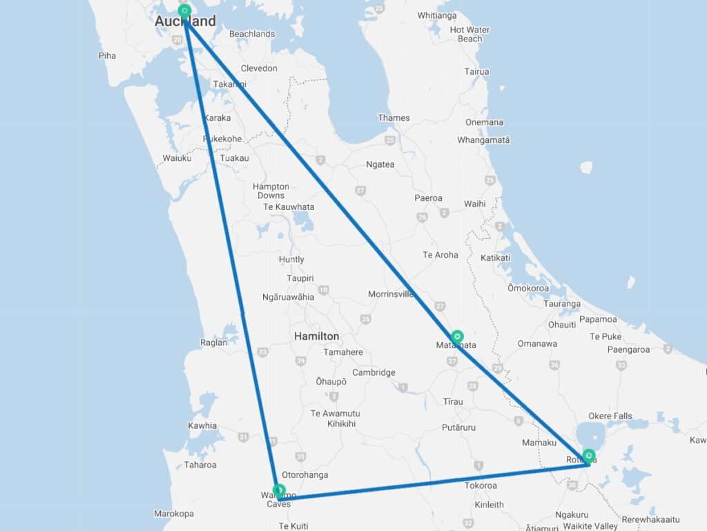 5 Day North Island New Zealand Itinerary Map