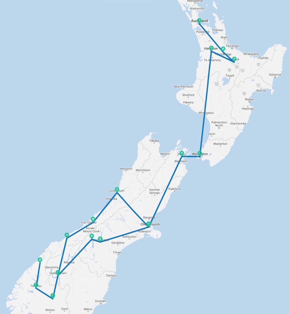 New Zealand Train Tour Map