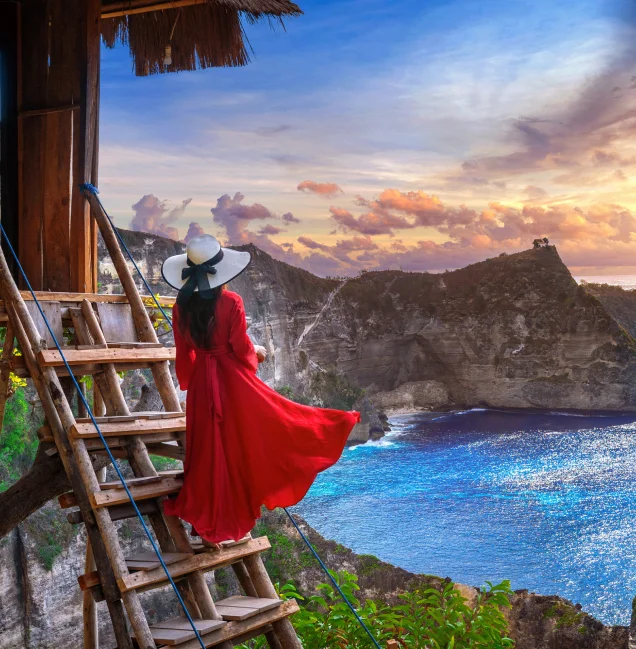 girl viewing mountains