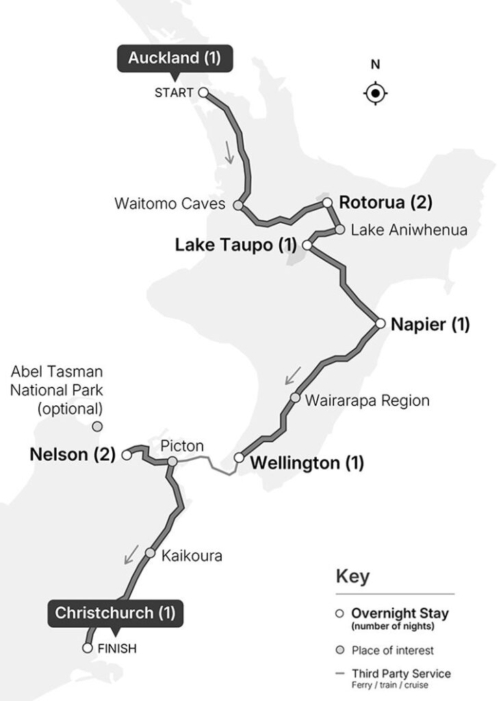 10 Day New Zealand Guided Tour - Map
