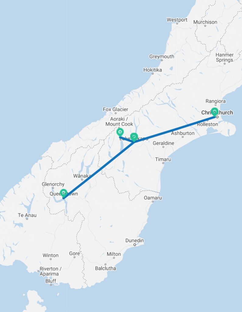 9 Day Seasonal Sensation South Island Coach Tour Map