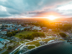 Lake Rotorua Lakefront at sunset, Private tours New Zealand_
