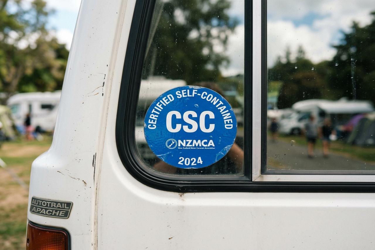 Blue CSC sticker on motorhom