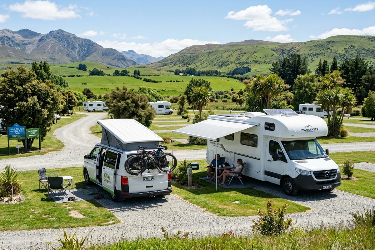 Campervan and motorhome parked 