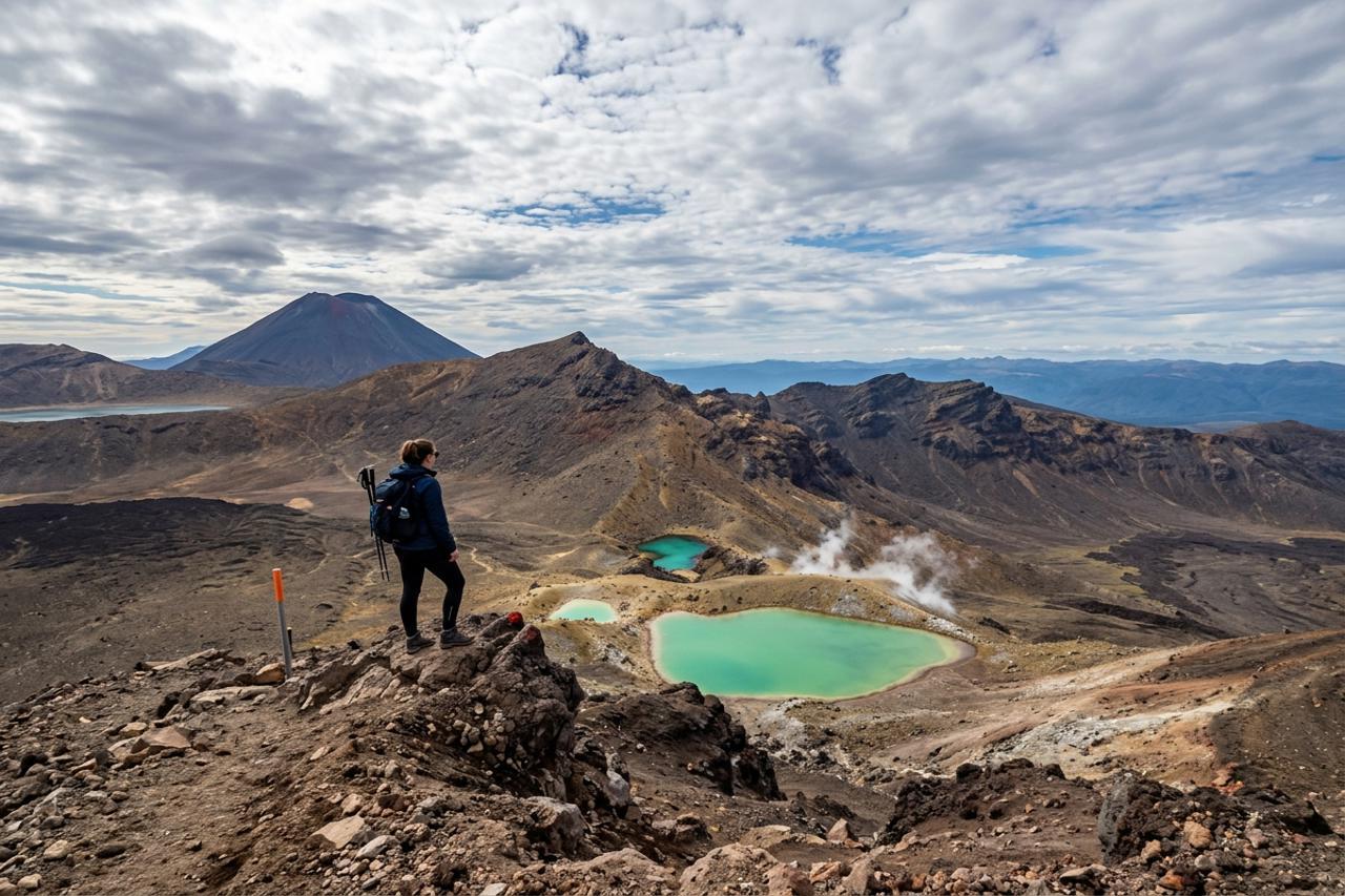 Hiker on Red Crater rim