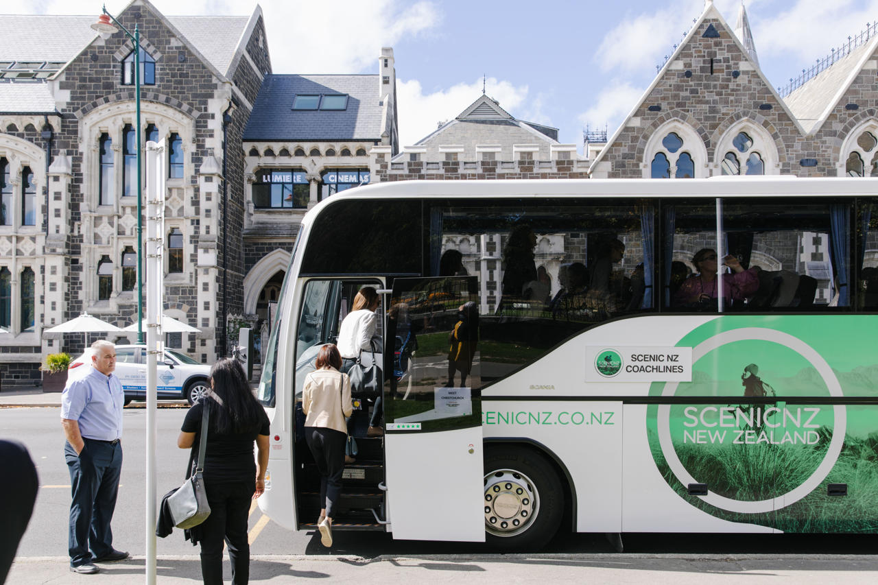 Boarding Coach Outside Arts Centre 