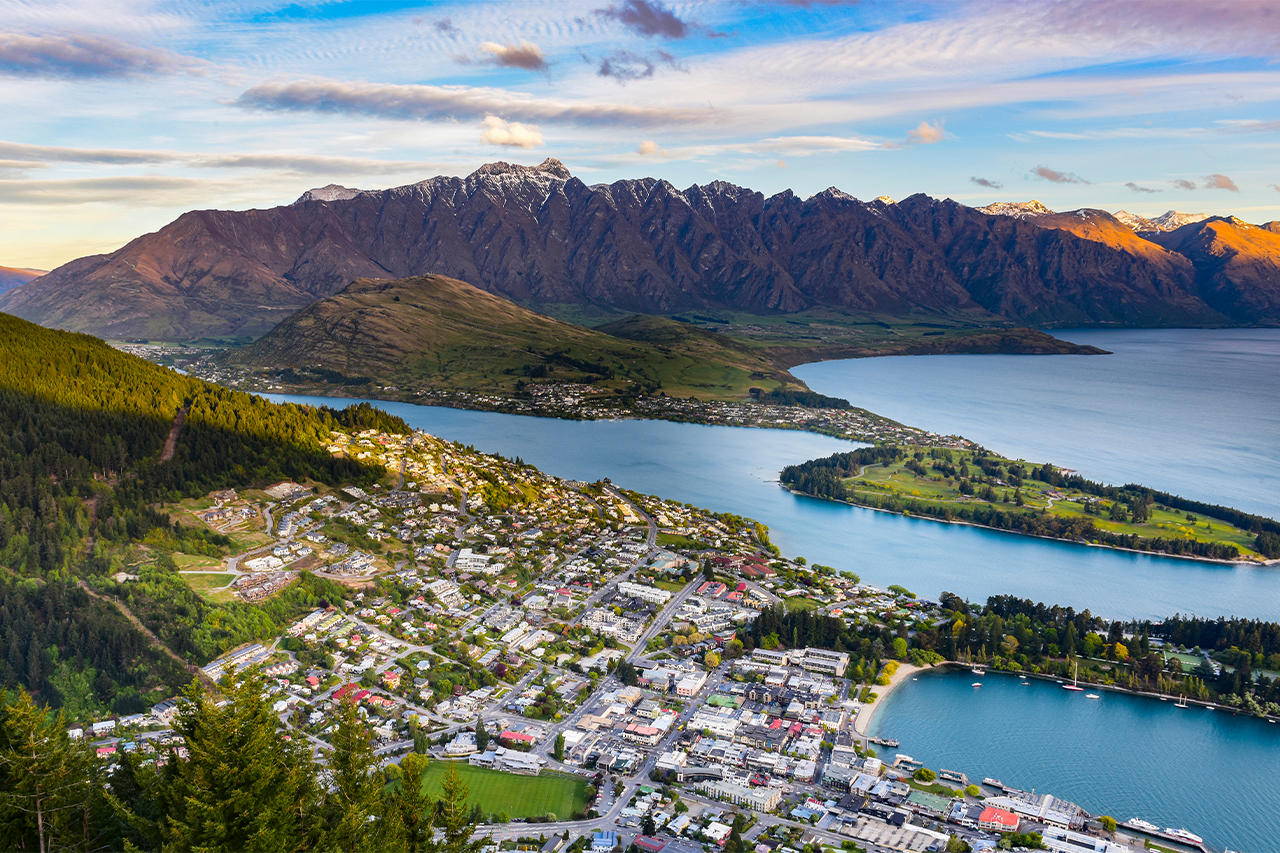 Queenstown aerial, South Island luxury lodge tour