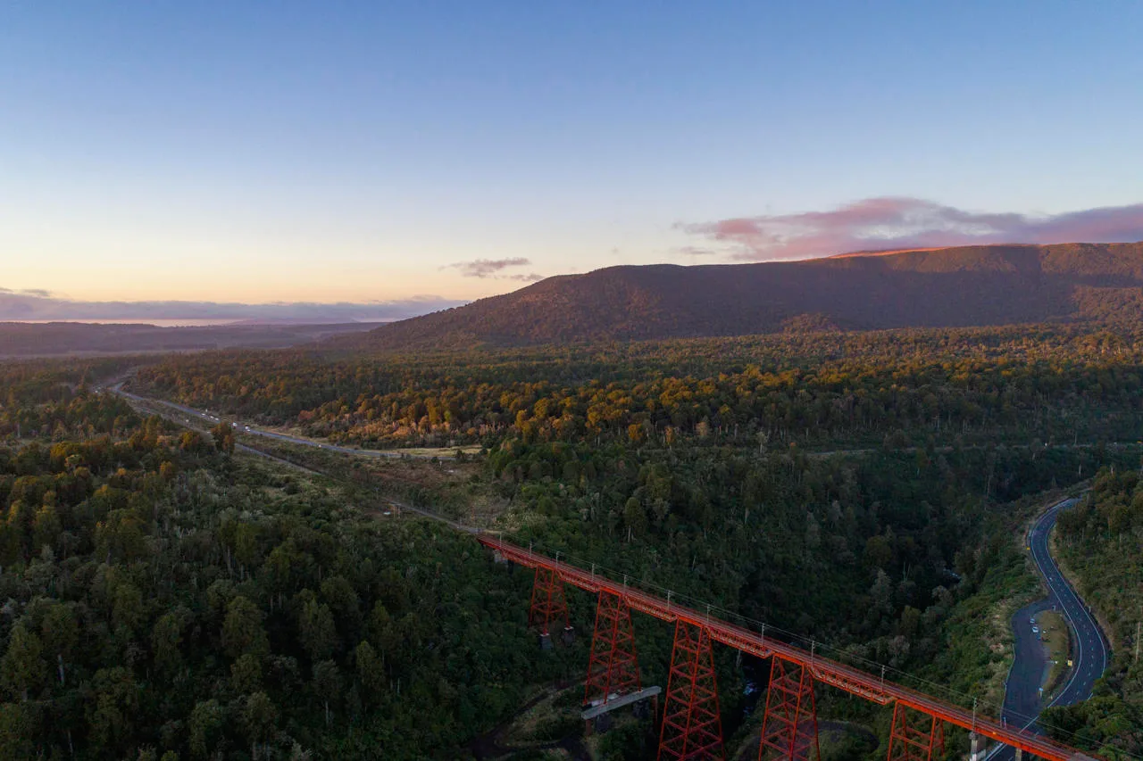 Aerial shot Tongariro National Park - Makatote Viaduct