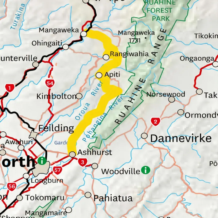 Manawatū Scenic Route Map
