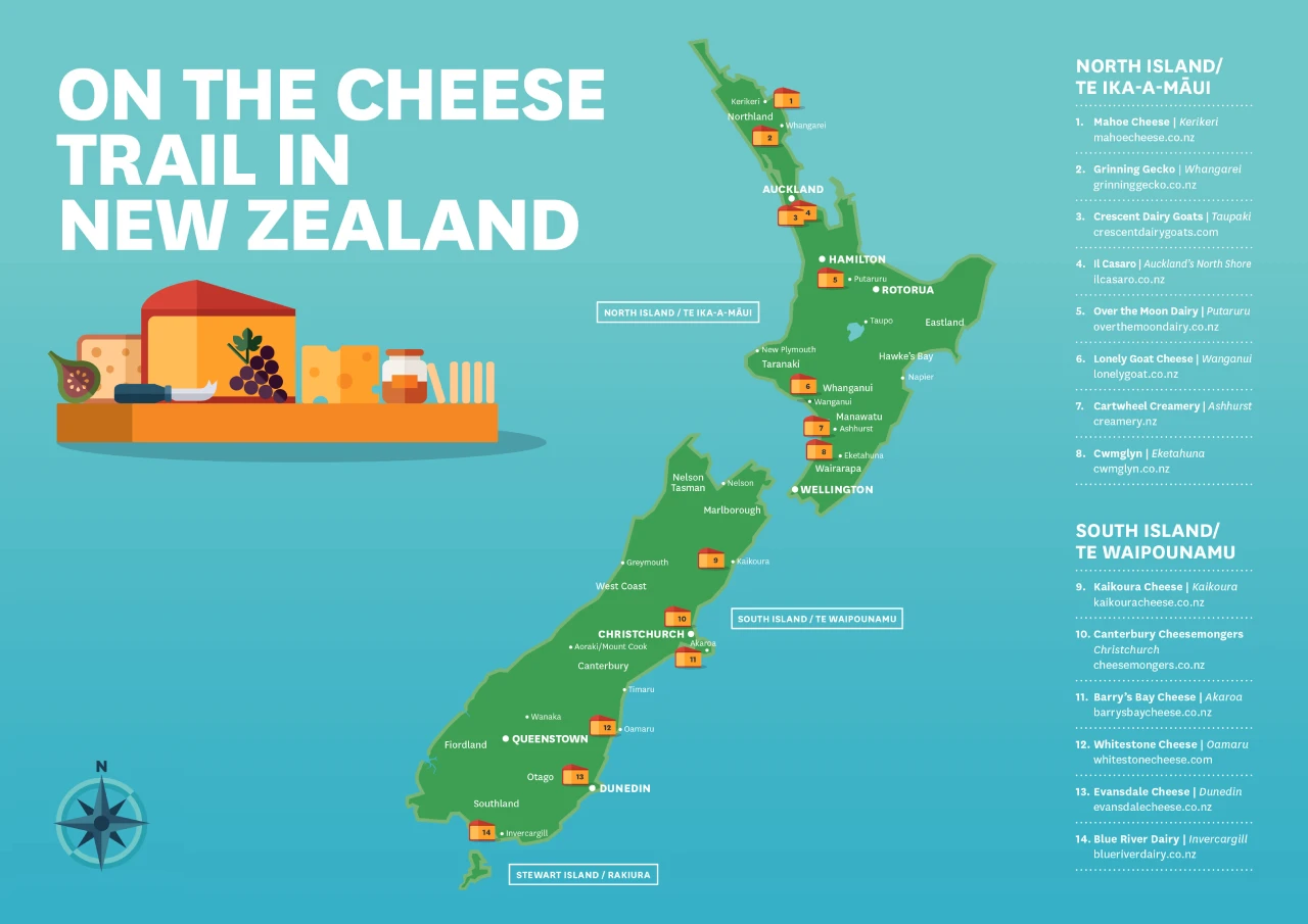 New Zealand's Cheese Trail Map