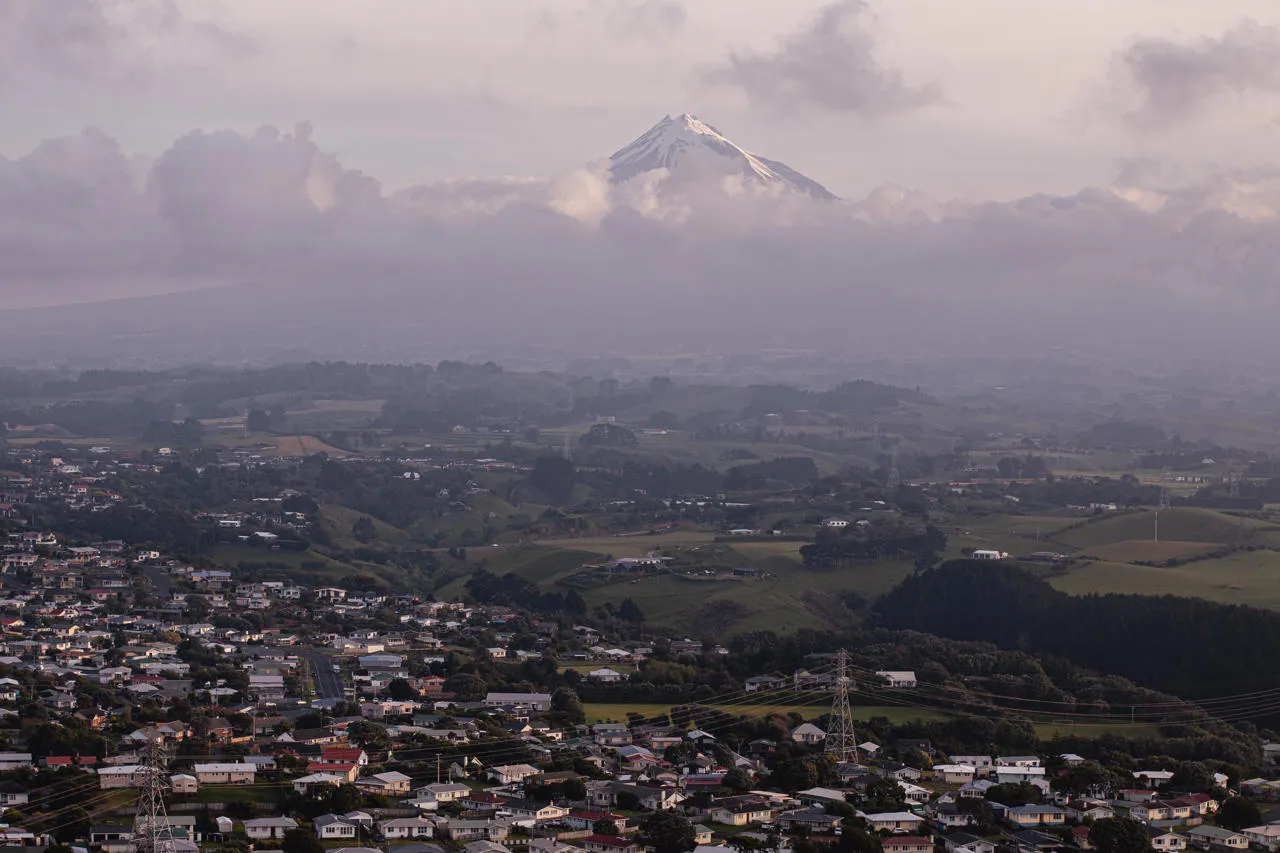Taranaki Maunga with Ngamotu in foreground