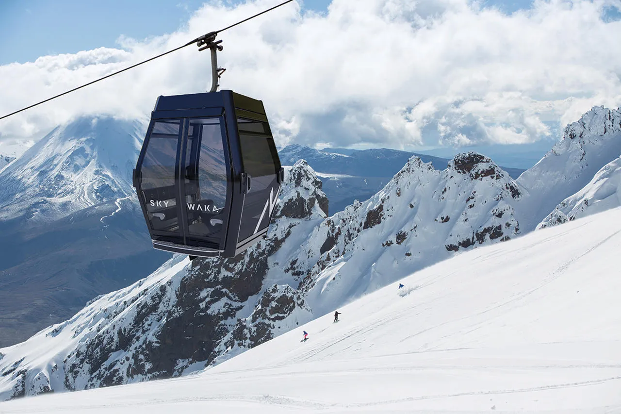 The Sky Waka gondola at Whakapapa ski area, Volcanic Loop Highway trip